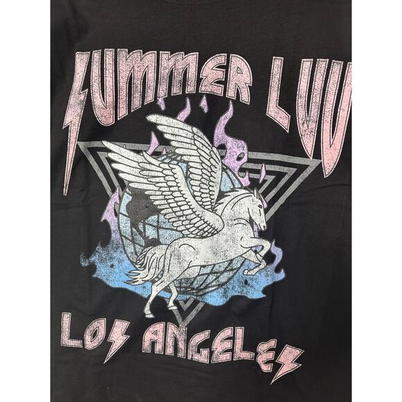 NWT Recycled Karma Summer Luv Los Angeles Unicorn T-Shirt Sz M - Picture 2 of 4